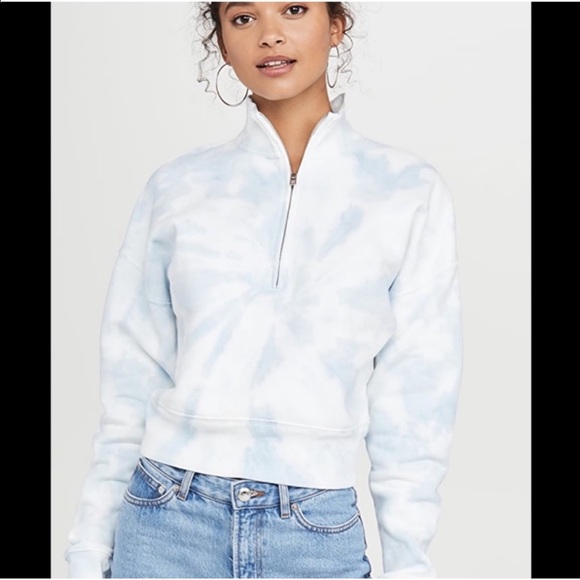 Reformation 3/4 Zip Sweatshirt Track Jacket Sky Blue & White Size S Tornado New - Picture 3 of 15